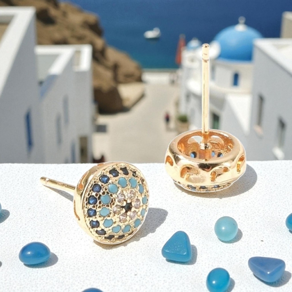 Vintage Evil Eye Stud Earrings - Picture 2 of 8